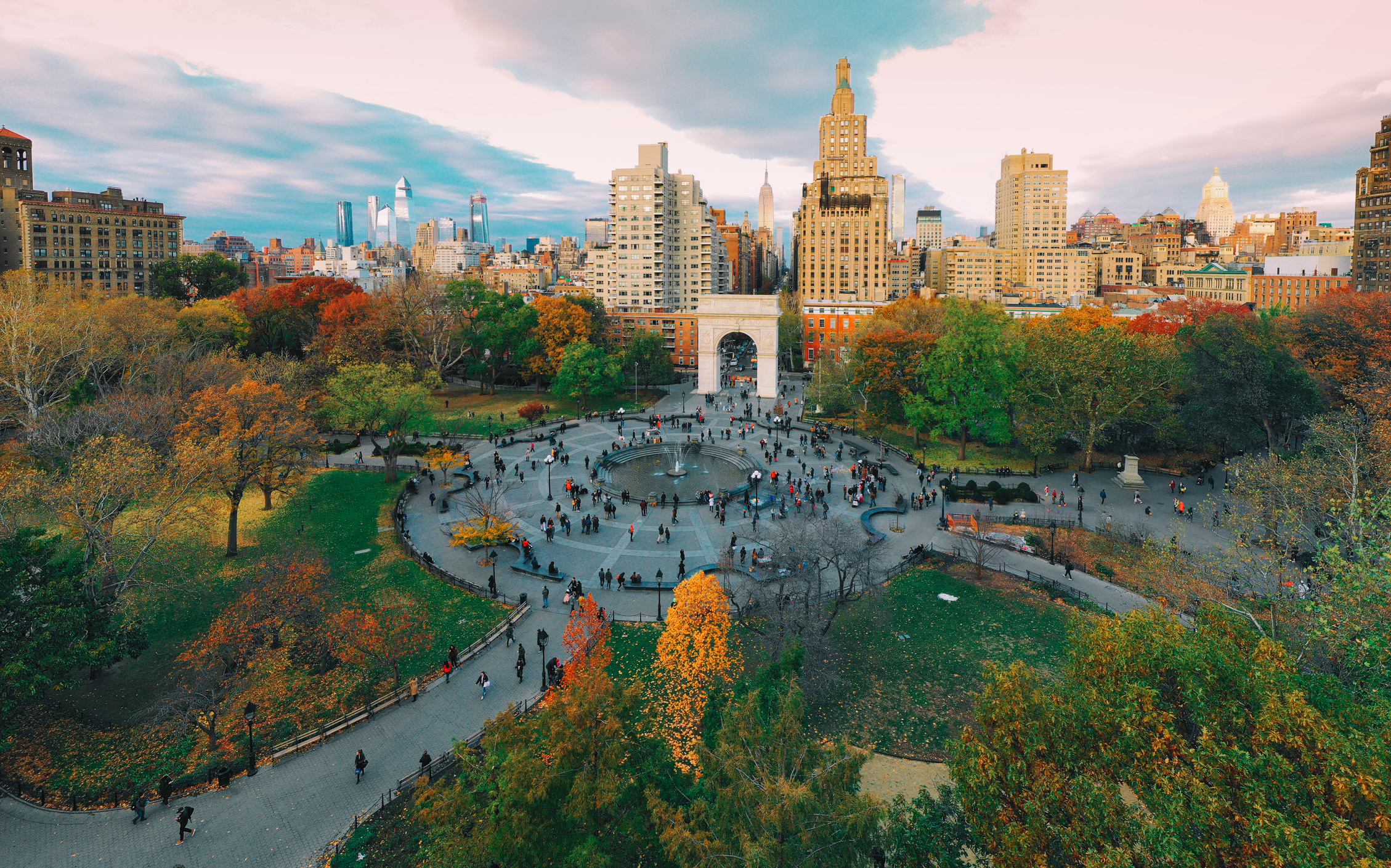 Washington square park aerial view New York City